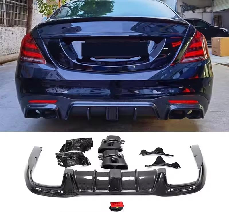 Rear diffuser with exhaust tips - Mercedes S-class W222  (2017-2020) AMG-line