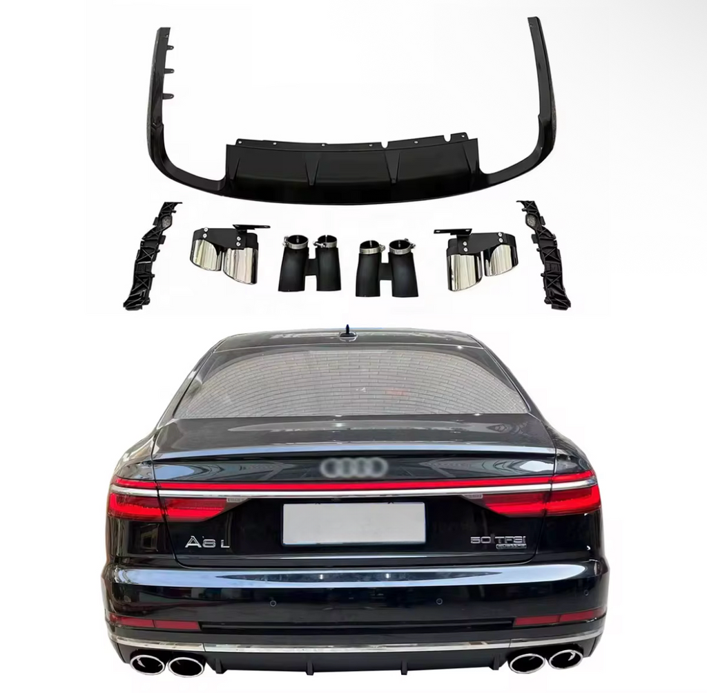 Rear diffuser with exhaust tips Audi A8 (2018-2025) Sport line