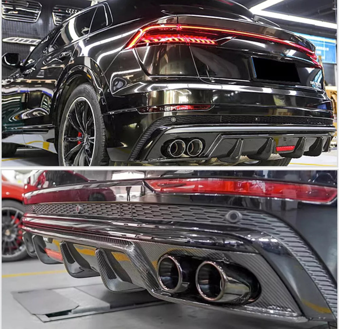 Rear Diffuser S-style Bumper - Audi Q8 (2019-2023) S-line