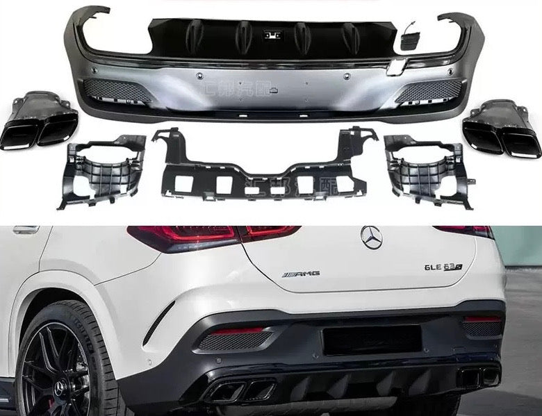 Rear diffuser with exhaust tips - Mercedes GLE C167 (2020-2023) AMG-line