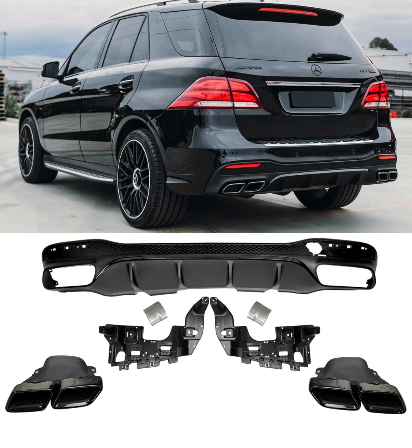 Rear diffuser with exhaust tips Mercedes GLE-Class W166 2015-2018