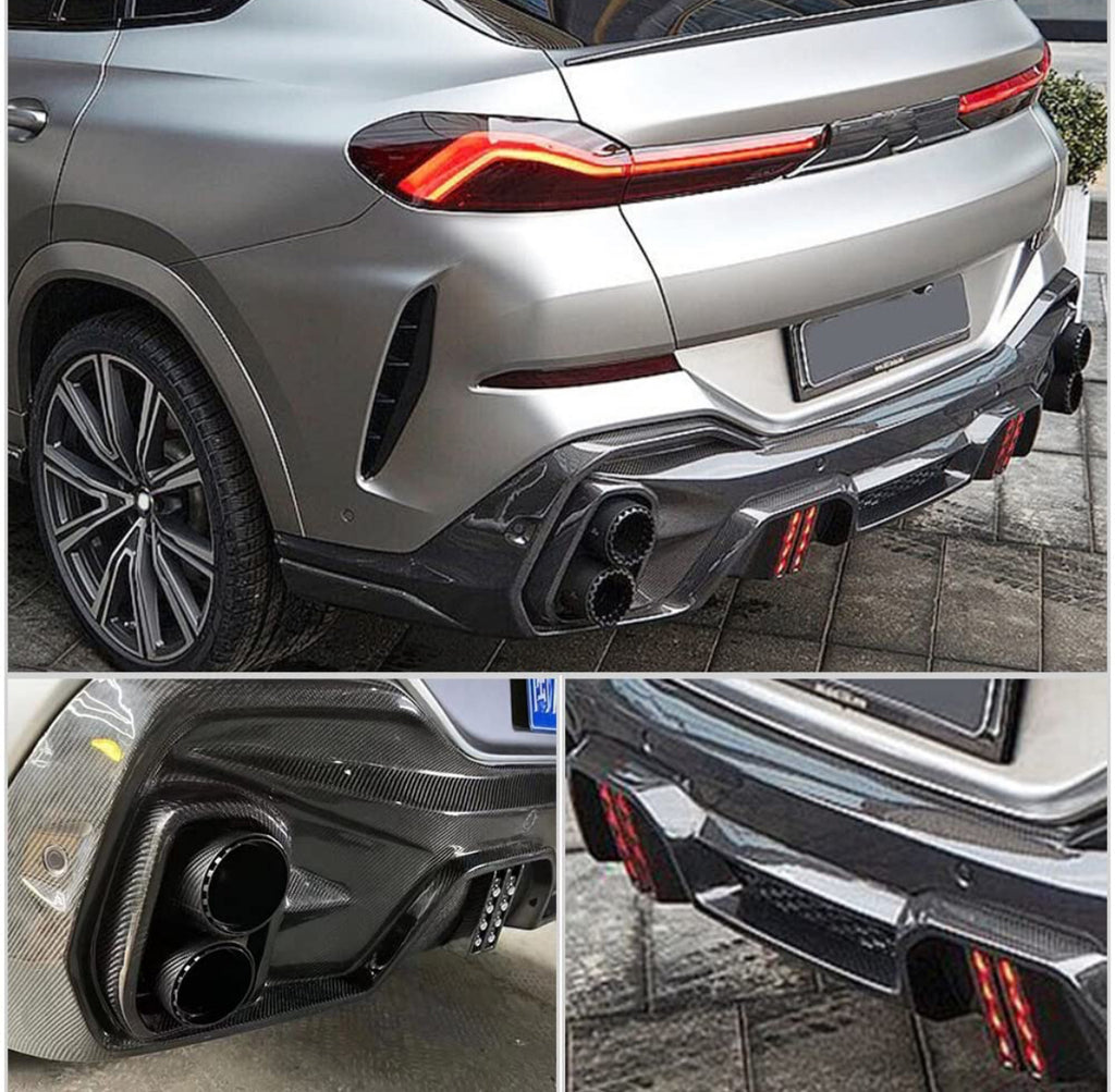 Diffuser with exhaust tips carbon Larte desing style Bmw X6 G06 (2019-2025) M-sport