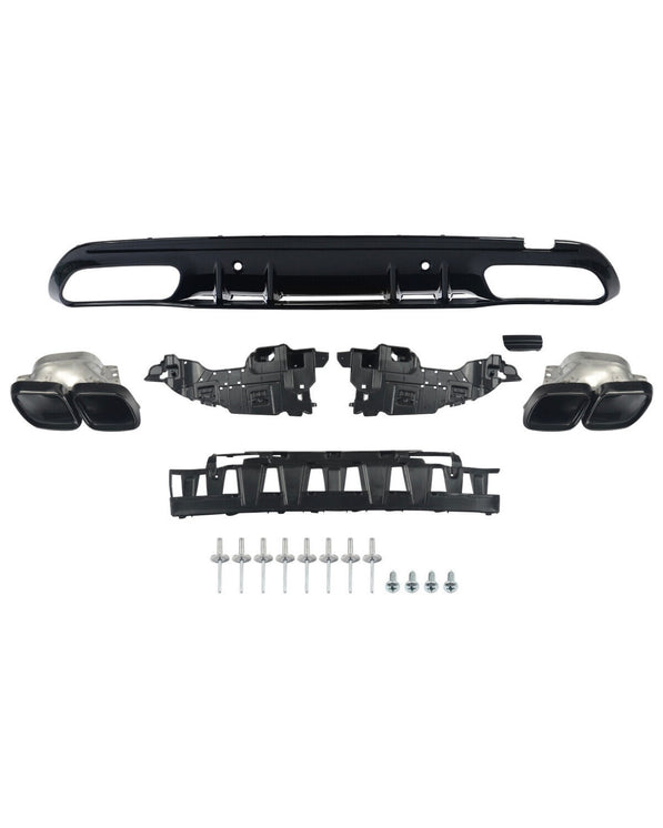 Mercedes C-Class W205/S205 63 AMG Style Diffuser With Exhaust Tips (2014-2021)