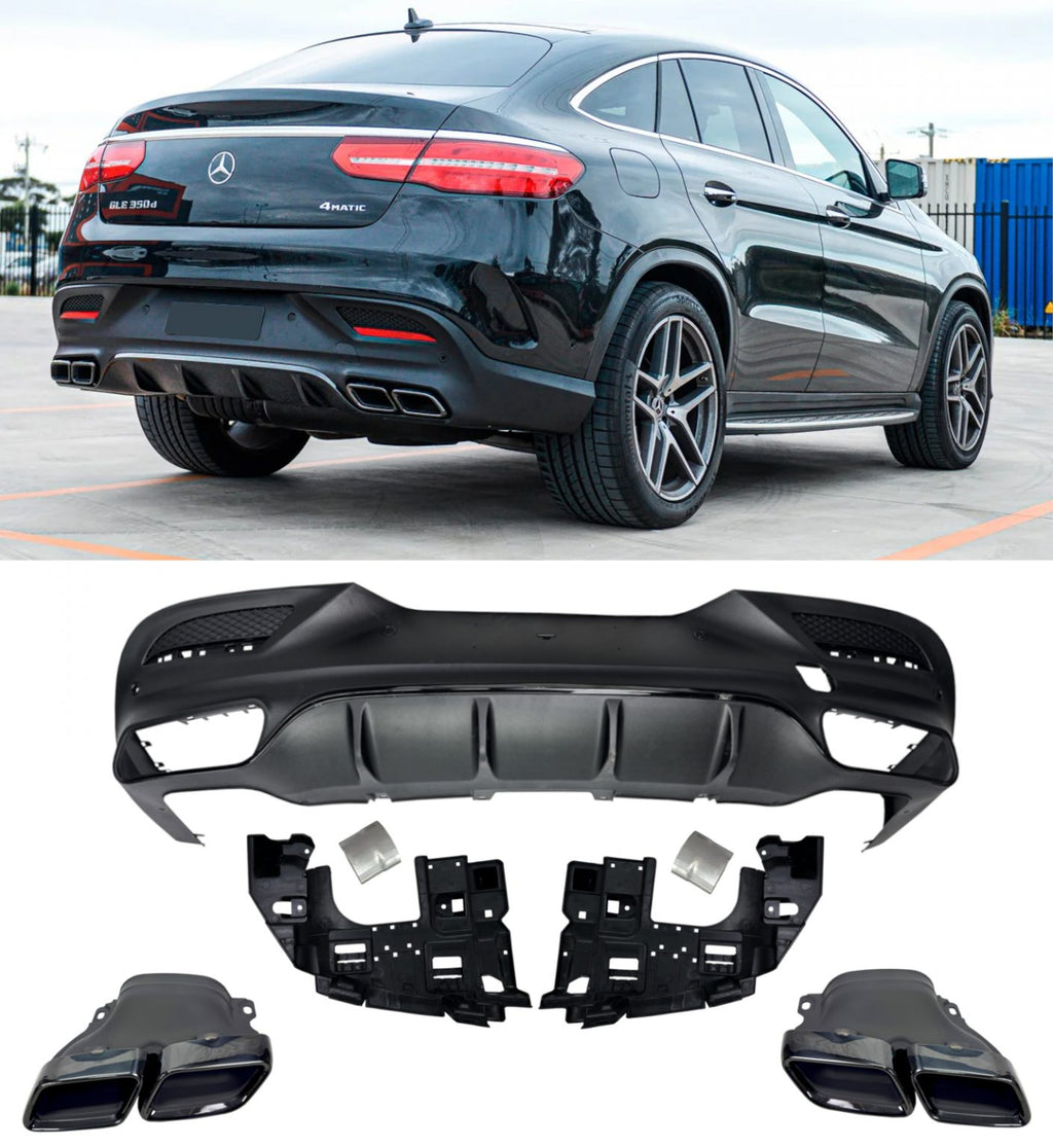 Rear diffuser with exhaust tips  - Mercedes GLE Coupe C292 (2015-2019) AMG-line