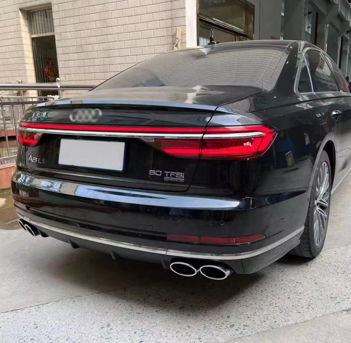 Rear diffuser with exhaust tips Audi A8 (2018-2025) Sport line