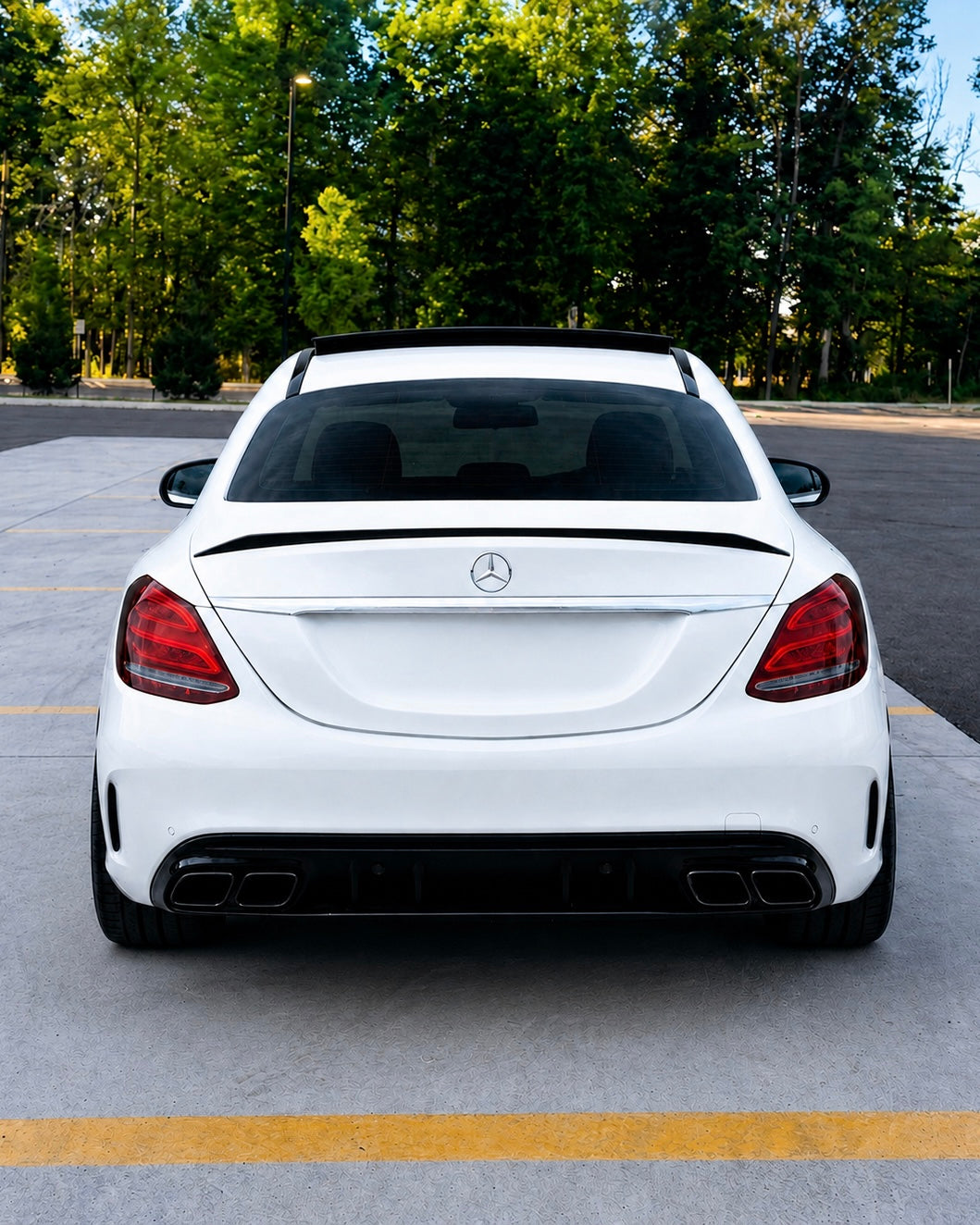 Mercedes C-Class W205/S205 63 AMG Style Diffuser With Exhaust Tips (2014-2021)