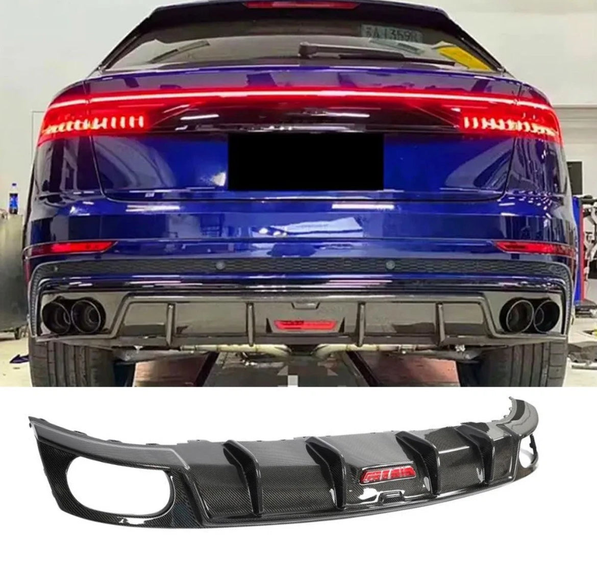 Rear Diffuser S-style Bumper - Audi Q8 (2019-2023) S-line