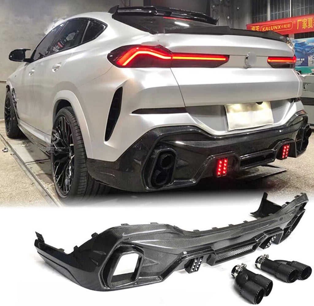 Diffuser with exhaust tips carbon Larte desing style Bmw X6 G06 (2019-2025) M-sport